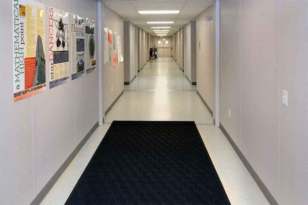 Interior hallway of a modular office or school building in USA